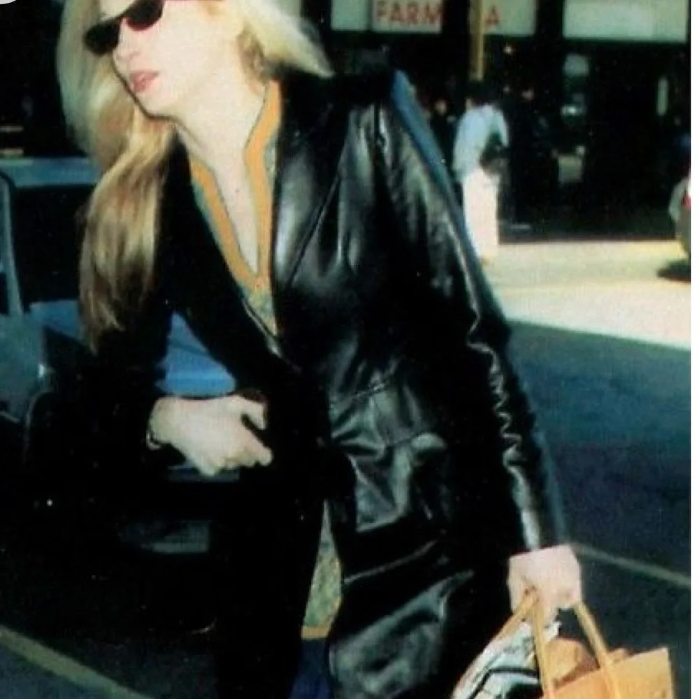 Vintage Tibor Black Oversized 90s Longline Leather  |model off duty‎